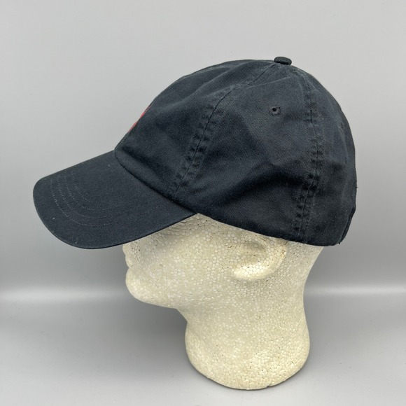 Polo Ralph Lauren Chino Cotton Baseball Cap Black Red Pony Logo Strapback OS - Picture 3 of 6
